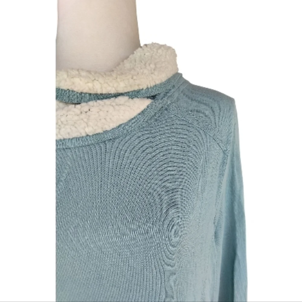 Soft Surroundings Seafoam Forrester Pull Over Tunic Top Fleece Trim Size Large - Picture 4 of 8